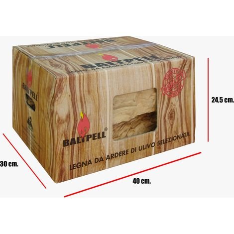 Legna da ardere di ulivo 10kg – 32 scatole – Perfetta per barbecue e forni – Bruciatura lenta e aromatica – Baltpell