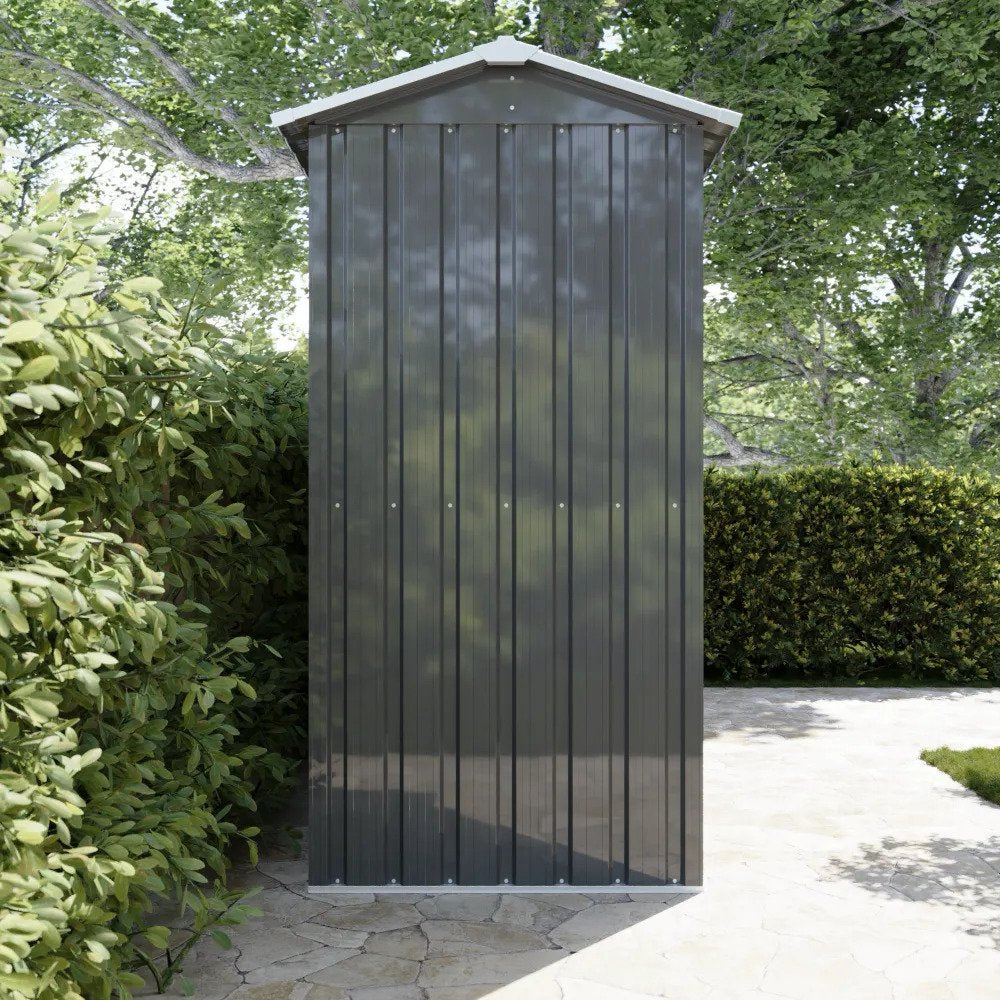 Legnaia da esterno in acciaio zincato nero 238x87x160cm con tetto spiovente